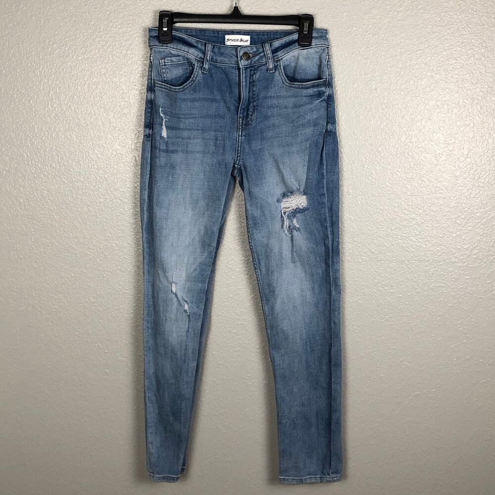 Studio Blue Size 26in Grunge Skinny Jeans Distressed Light Wash Pants w Pockets